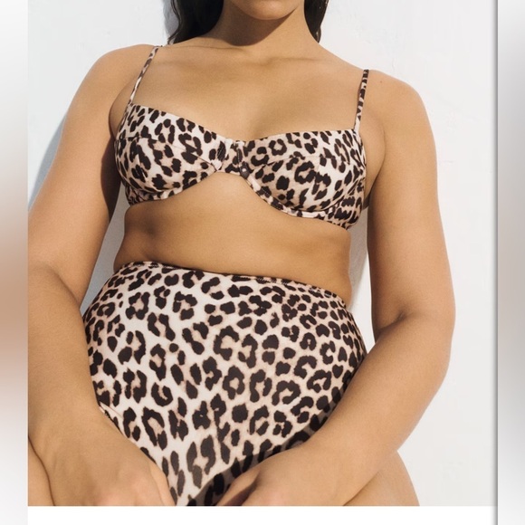 Leopard Print High-Waist Swim Bottoms - Picture 6 of 7